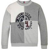 Tommy Hilfiger Grey Heather Mix Monotype Spliced Printed Cn Sweatshirt