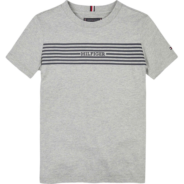 Tommy Hilfiger Light Grey Htr / Navy Stripes Monotype Print Stripe Reg T-Shirt