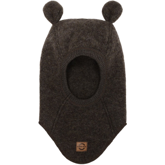 Mikk-Line Dark Brown Melange Wool Balaclava With Ears