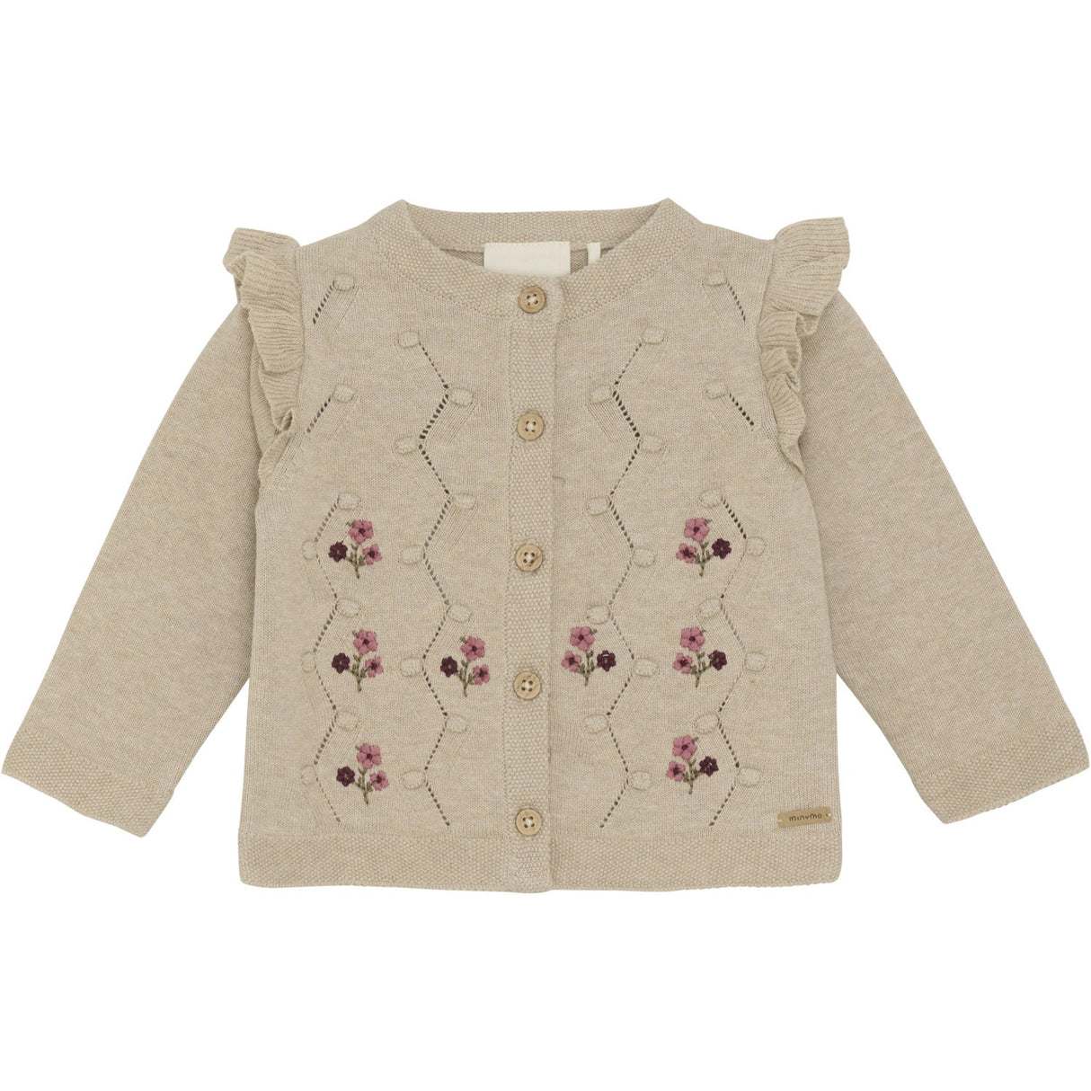 Minymo Beige Melange Cardigan Strik