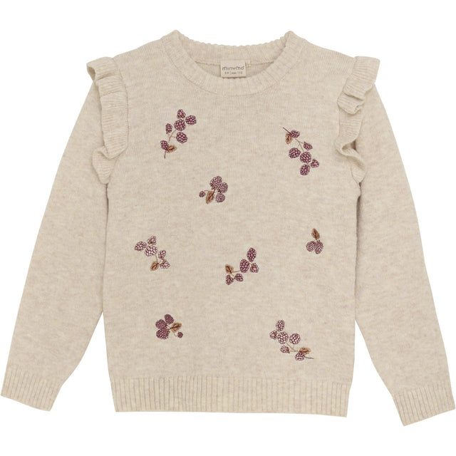 Minymo Beige Melange Pullover Strik Bluse