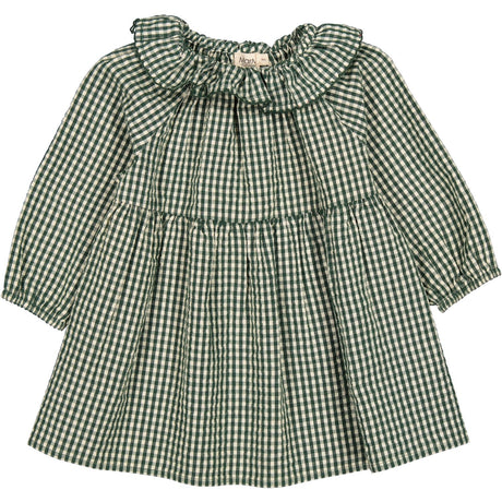 MarMar Cotton Seersucker Green Check Dawson Kjole