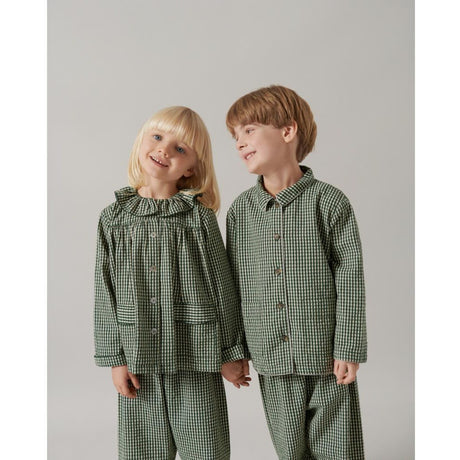 MarMar Cotton Seersucker Green Check Pyjamassæt