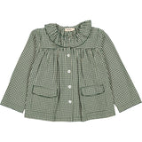 MarMar Cotton Seersucker Green Check Pajama Frill Set