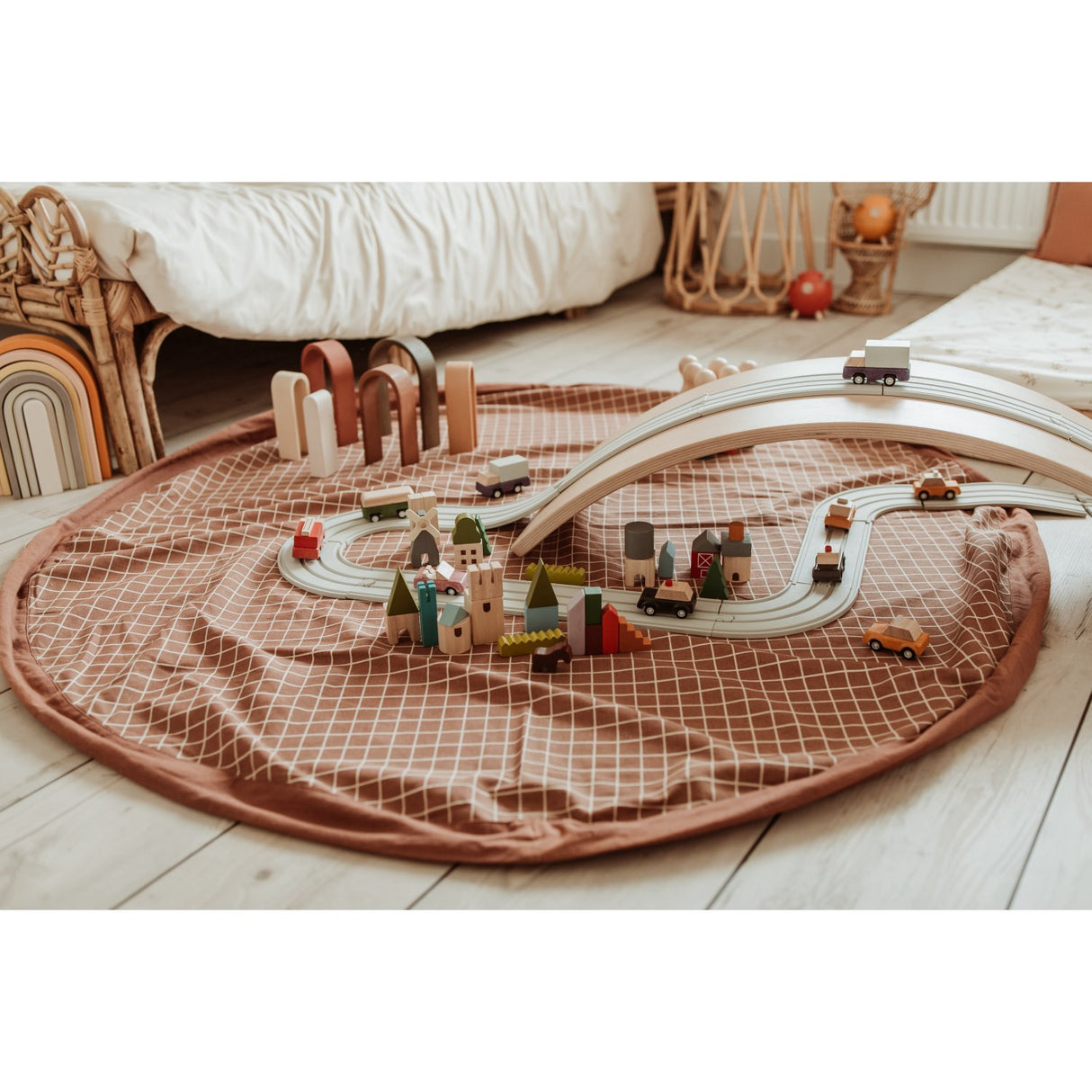 Play&Go Organic Grid Brown 2-in-1 Playmat 8