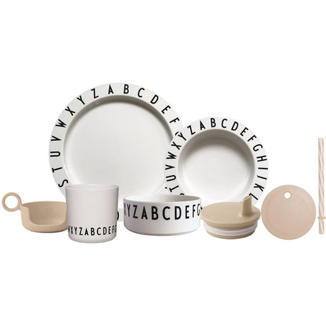 Design Letters Tritan Beige White Eat & Learn Plate Set