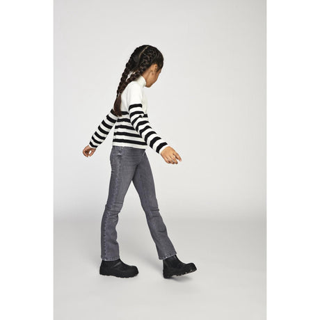 kids ONLY Cloud Dancer Black Franca Half Zip Stripe Strik Bluse Noos