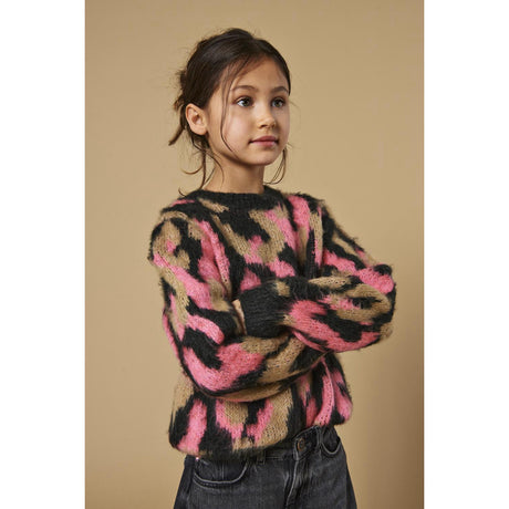 kids ONLY Pirate Black Salmon Rose + Curry Wild O-Neck Strik Bluse