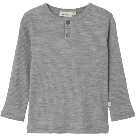 Lil'Atelier Grey Melange Fable Uld Bluse