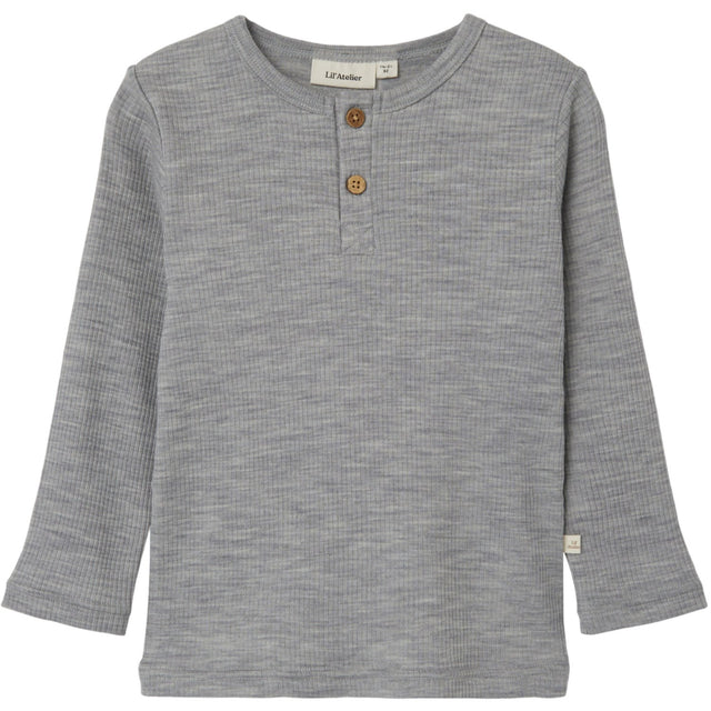 Lil'Atelier Grey Melange Fable Uld Bluse