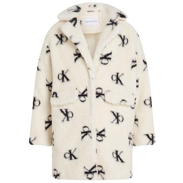 Calvin Klein Monogram Aop Ivory Teddy Aop Coat