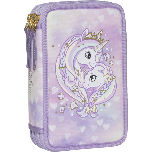 Beckmann Unicorn Princess Purple Tre-lags Penalhus m/Indhold