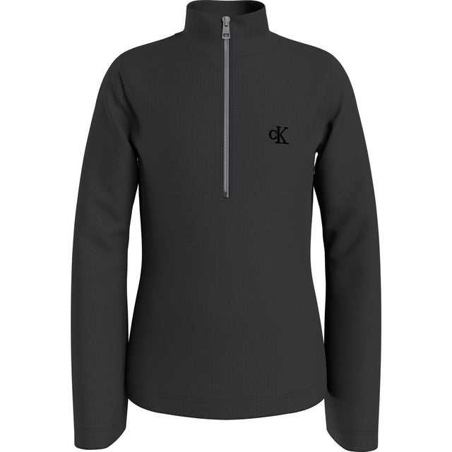 Calvin Klein Ck Black Waffle Jersey Zip Up Sweatshirt