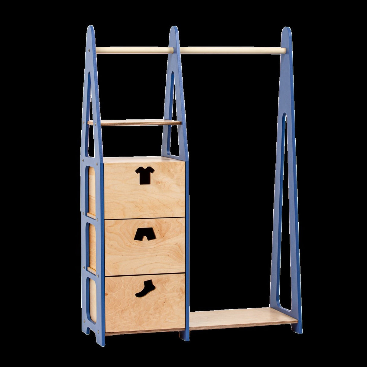 Duck Woodworks Børnegarderobe m. Skuffer Blue