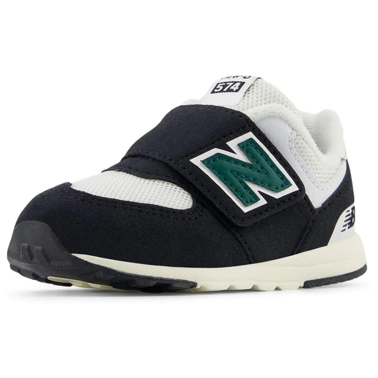 New Balance Black 574 Kids NEW-B Hook & Loop Sneakers