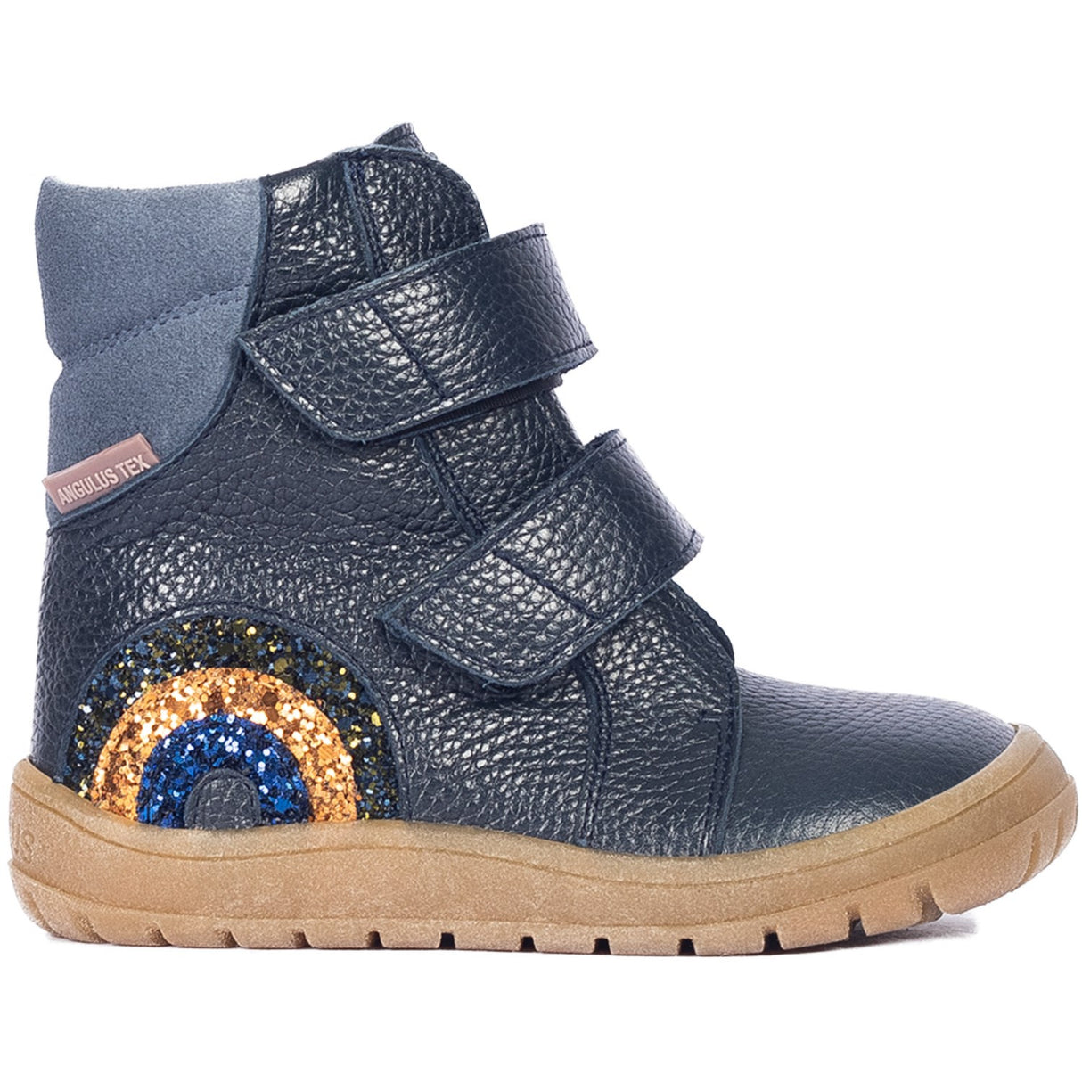 Angulus Navy/Blue Fog/Glitter Tex-Støvle Med Funklende Glitterregnbue