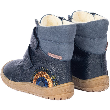 Angulus Navy/Blue Fog/Glitter Tex-Støvle Med Funklende Glitterregnbue