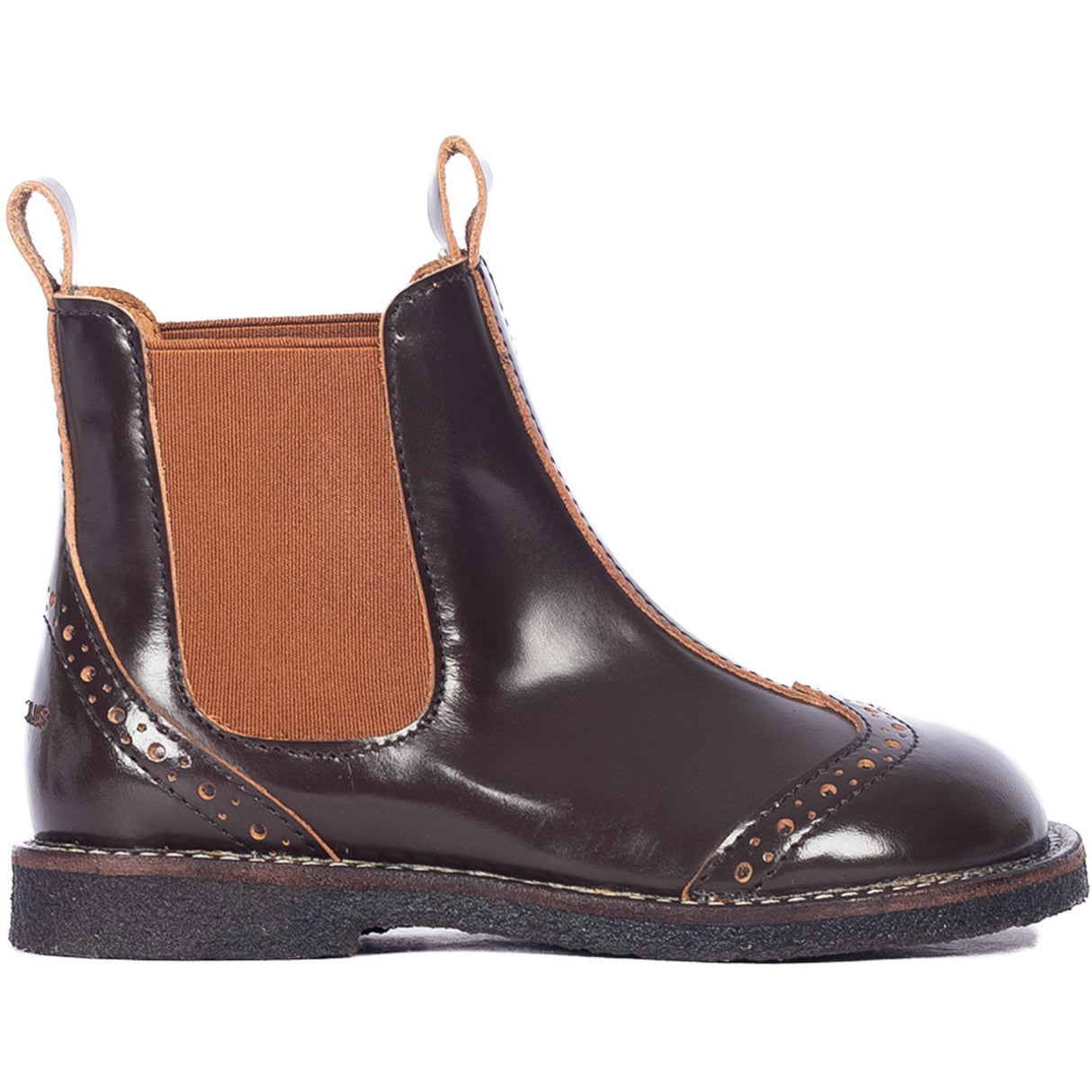 Angulus Brown/Cognac Chelsea Støvle Med Brogue Hulmønster