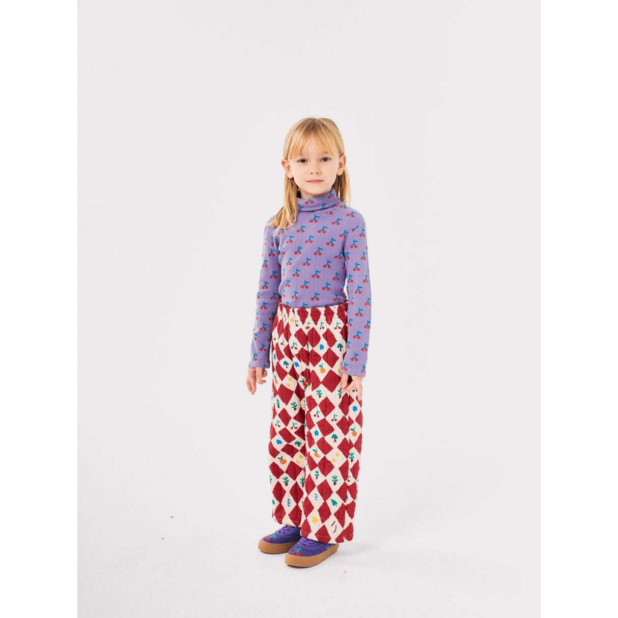 Bobo Choses Lavender Cherry All Over Turtle Neck Bluse