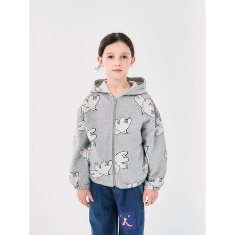 Bobo Choses Light Heather Grey Freedom Bird All Over Hættetrøje 2