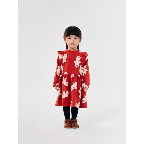 Bobo Choses Red Freedom Bird All Over Ruffle Kjole