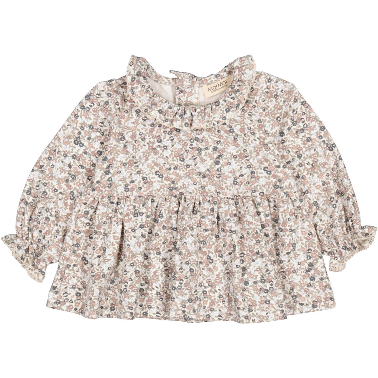 MarMar Jersey Print Deep Peony Tiora Frill LS Bluse