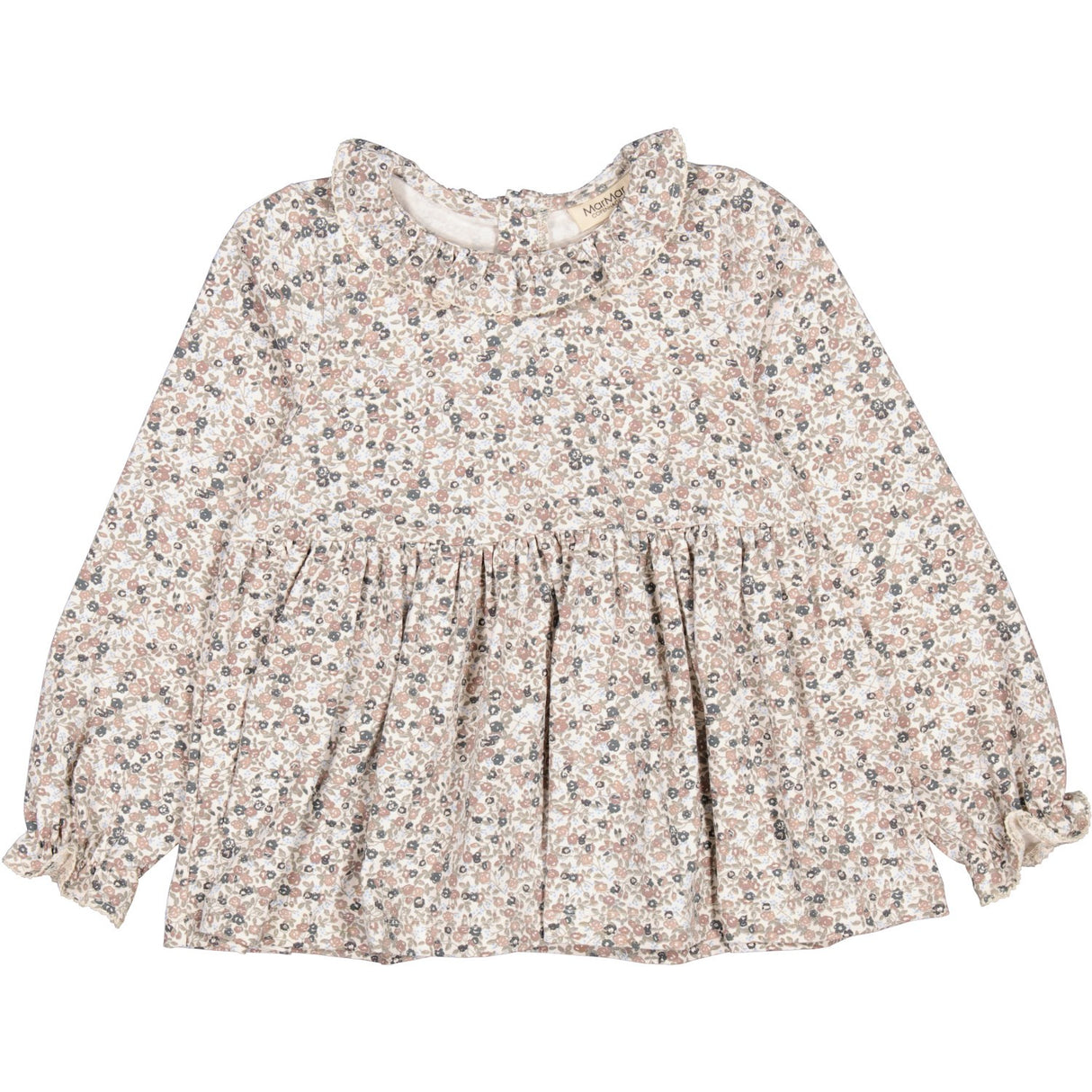 MarMar Jersey Print Deep Peony Tiora Frill LS Bluse