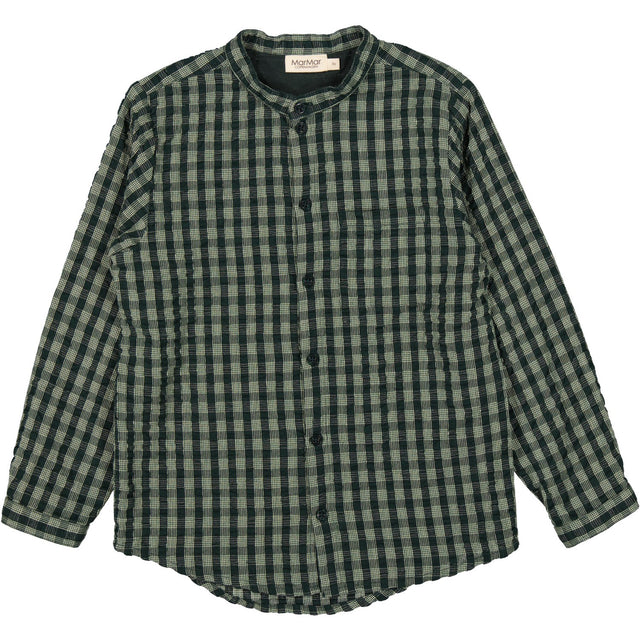 MarMar Seersucker Gingham Dark Leaf Check Theodor Skjorte