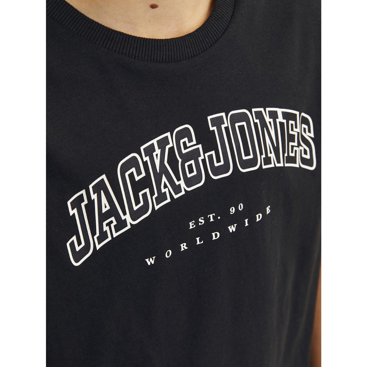 Jack & Jones Junior Black Caleb Varsity T-Shirt O-Neck Noos