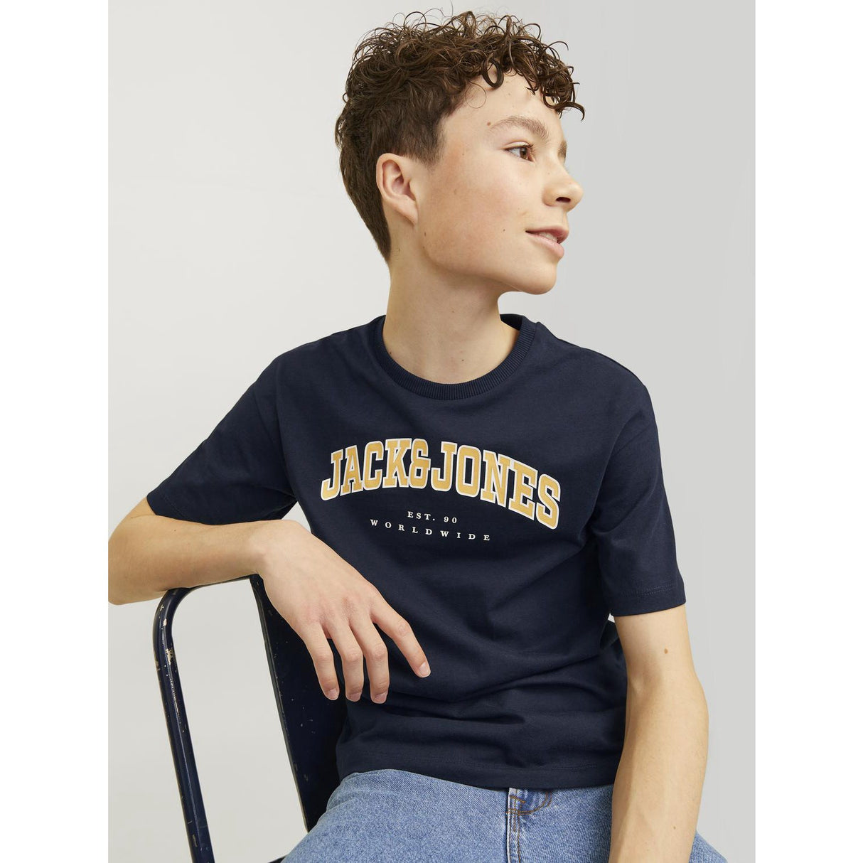 Jack & Jones Junior Navy Blazer Caleb Varsity T-Shirt O-Neck Noos