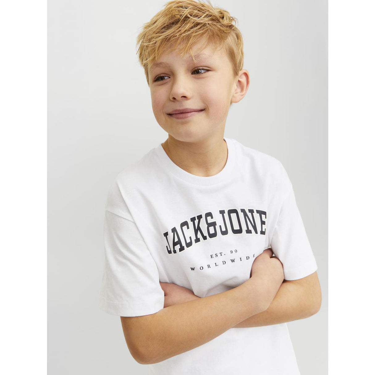 Jack & Jones Junior White Caleb Varsity T-Shirt O-Neck Noos