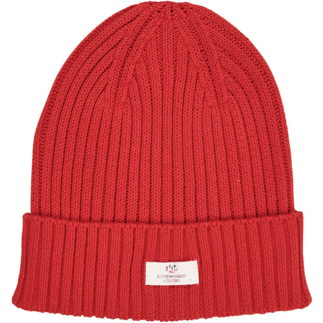 Copenhagen Colors Red Cotton Knitted Classic Beanie