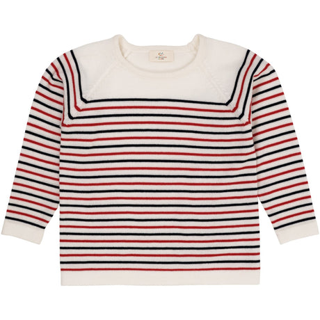 Copenhagen Colors Cream/Navy/Red Combi Merino Striped Bluse