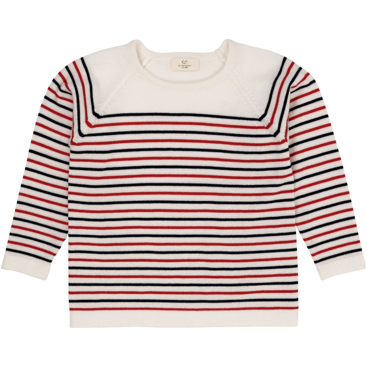 Copenhagen Colors Cream/Navy/Red Combi Merino Striped Bluse