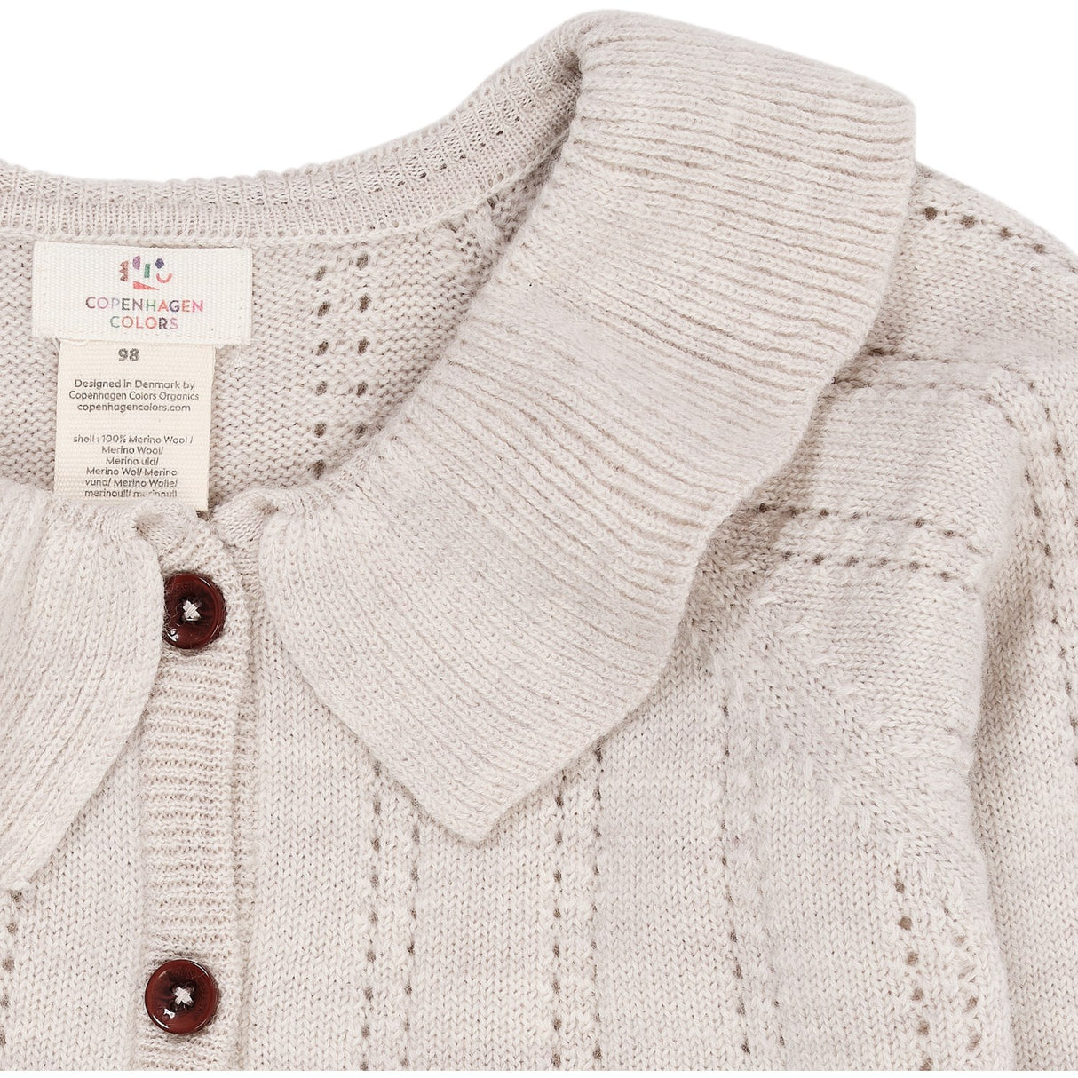 Copenhagen Colors Pale Cream Melange Merino Pattern Cardigan M. Krave