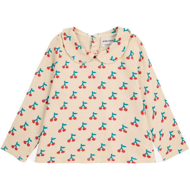 Bobo Choses White Cherry All Over Collar Bluse