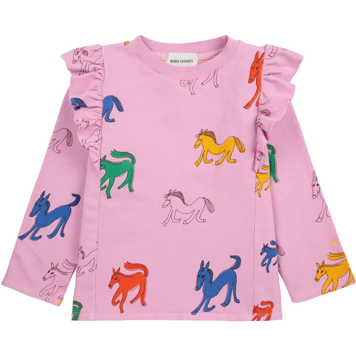 Bobo Choses Pink Wonder Horse All Over Ruffle Bluse