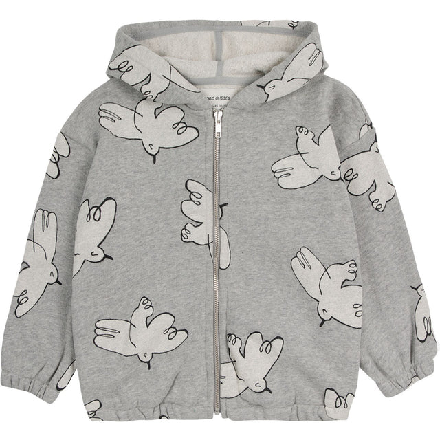 Bobo Choses Light Heather Grey Freedom Bird All Over Hættetrøje