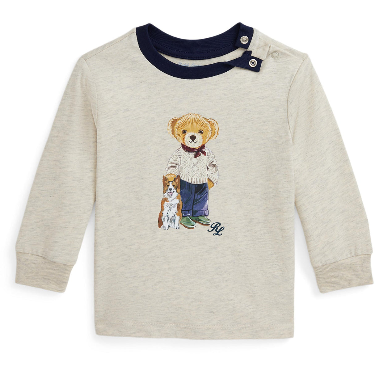 Ralph Lauren Baby Oatmeal Heather Bear Bluse