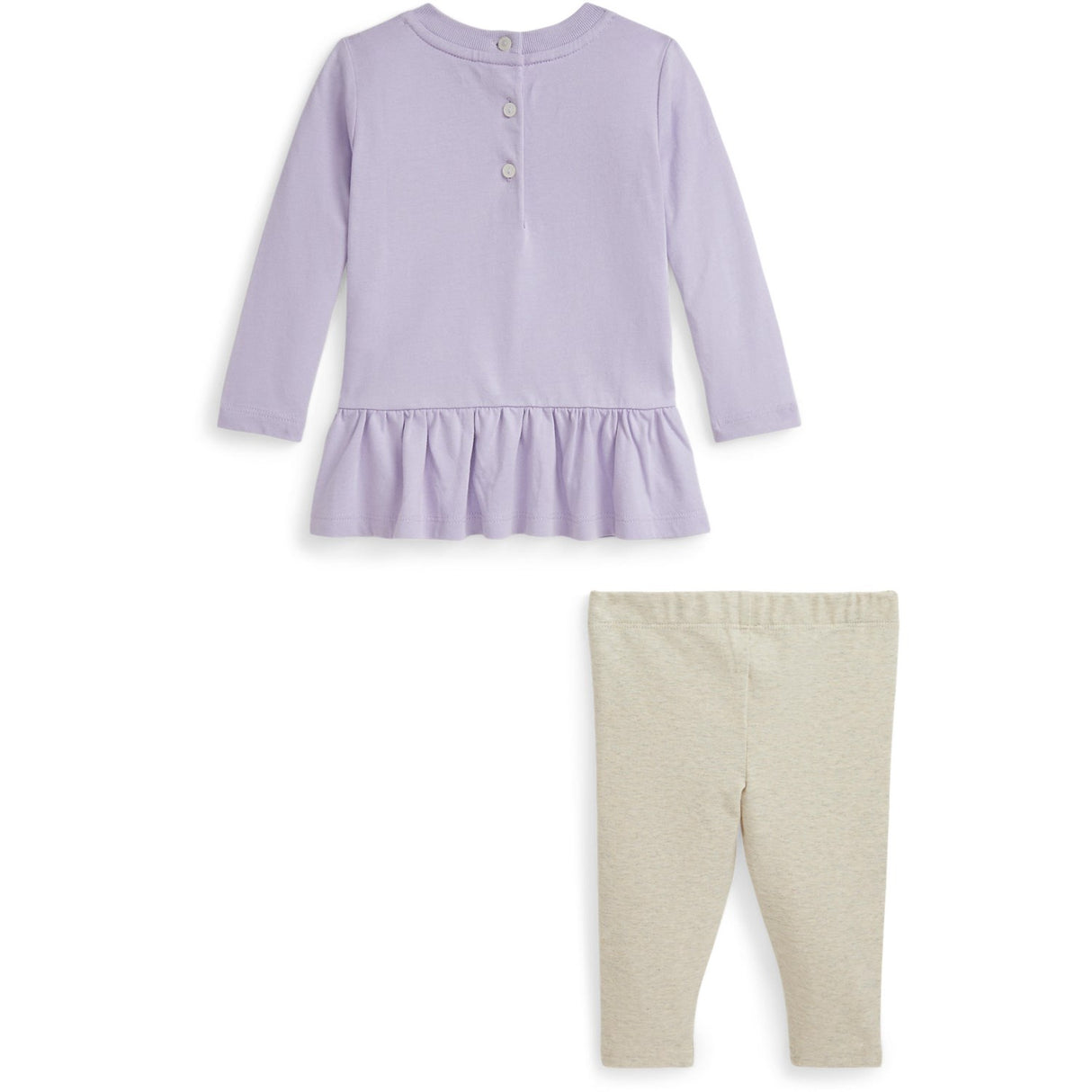 Ralph Lauren Baby Spring Iris/Oatmeal Hthr Bluse Leggings Sæt 3