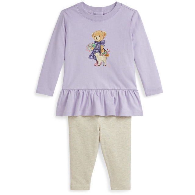 Ralph Lauren Baby Spring Iris/Oatmeal Hthr Bluse Leggings Sæt