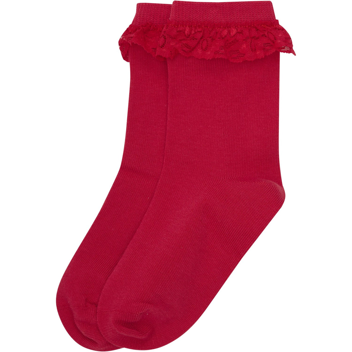 Minymo Red Ankle Sock With Lace 3