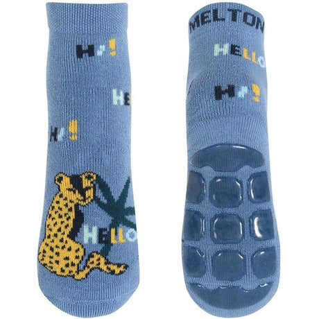 MELTON Leopard Anti-Slip Strømper Denim Blue