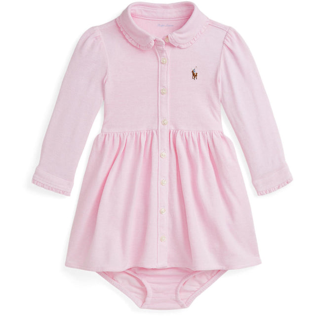 Ralph Lauren Baby Carmel Pink w. Multi Print Solid Day Dress