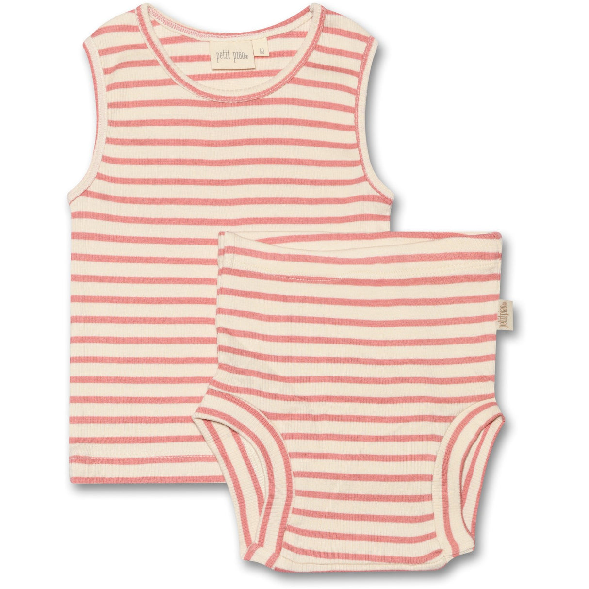 Petit Piao Sea Shell Pink Undertøjs Sæt Modal Striped