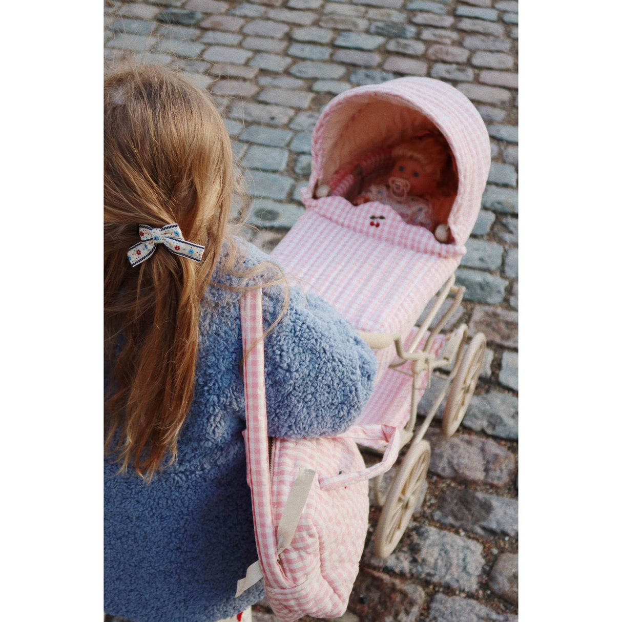 Konges Sløjd Powder Pink Check Dukke Barnevogn 5