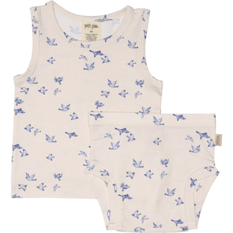 Petit Piao Blue Bird Undertøjs Sæt Printed