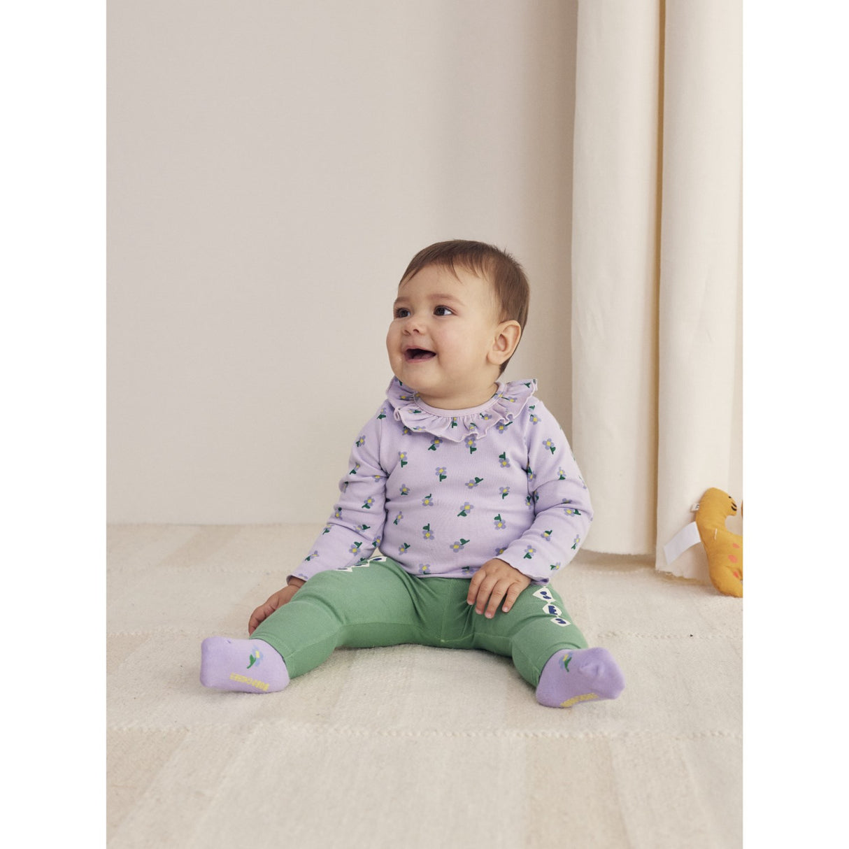 Bobo Choses Lavender Pansy Flower Ruffle Body 3