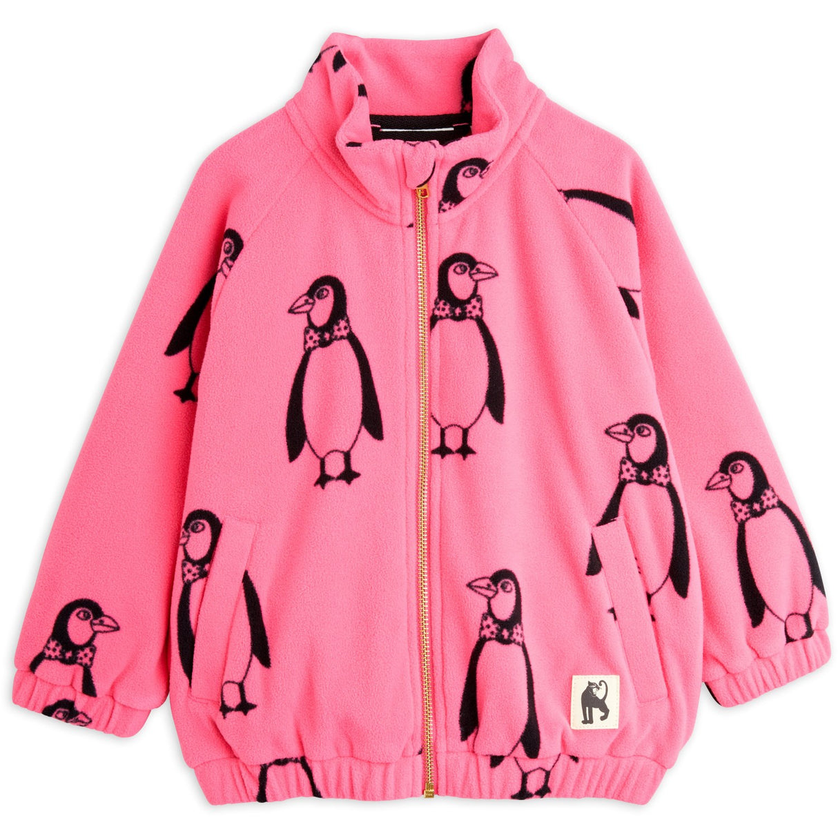 Mini Rodini Pink Penguin Fleece Jakke