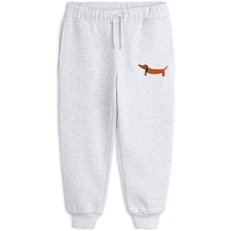 Mini Rodini Grey melange Dog Emb Sweatpants